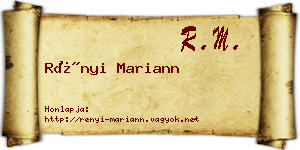 Rényi Mariann névjegykártya