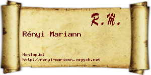 Rényi Mariann névjegykártya